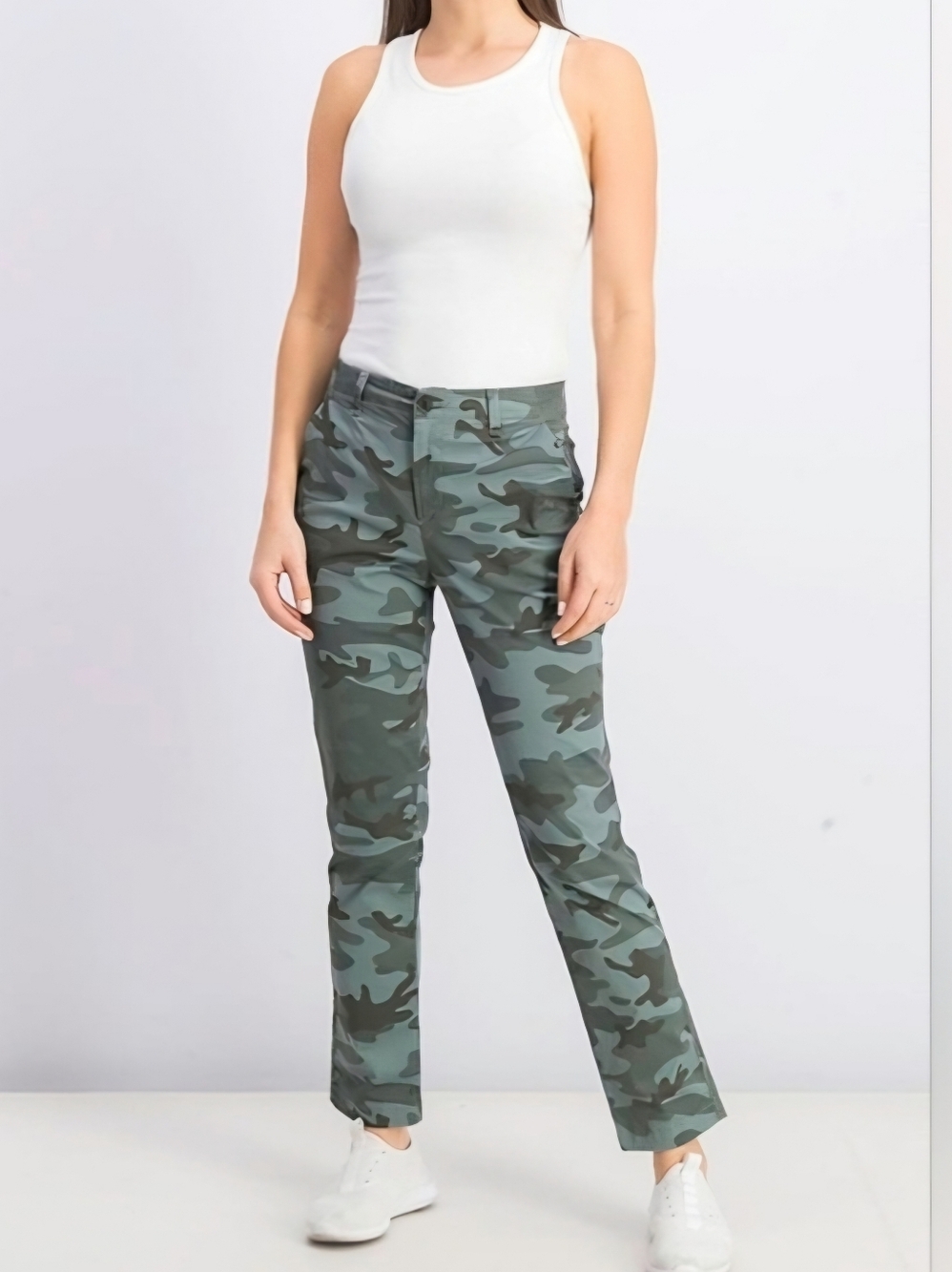 GAP Girlfriend Camo Stretch Straight-Leg Pants - Green Camo SIZE 8 NWT